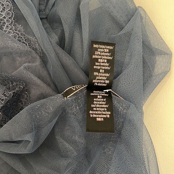 Victoria’s Secret Night Gown Sexy Intimate Robe Wrap Size XS/S Blue Sheer Lace - Picture 9 of 10